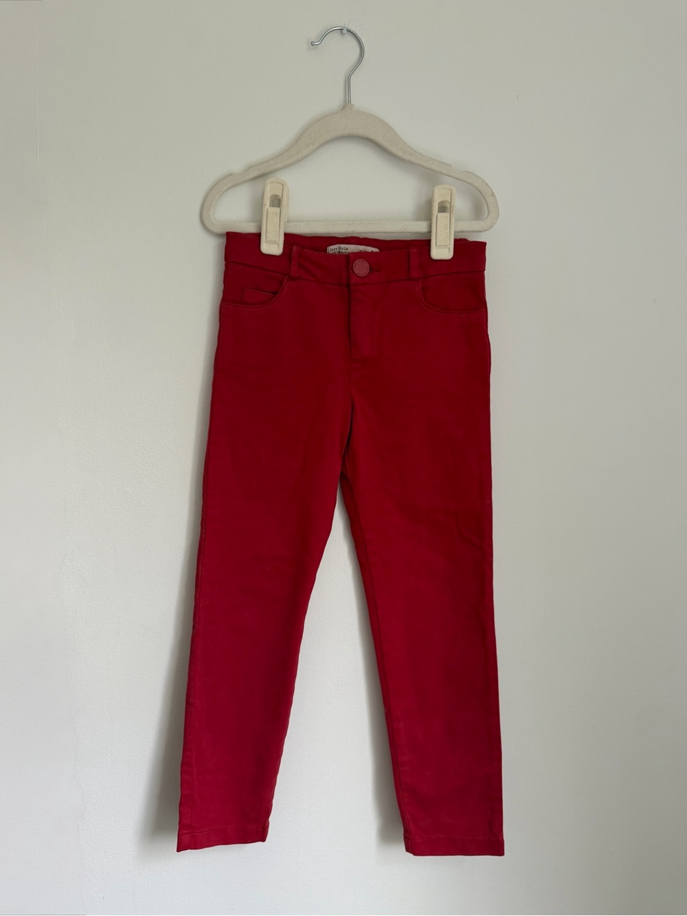 Zara Girls Red Velvet-Like Pants (Size 5)